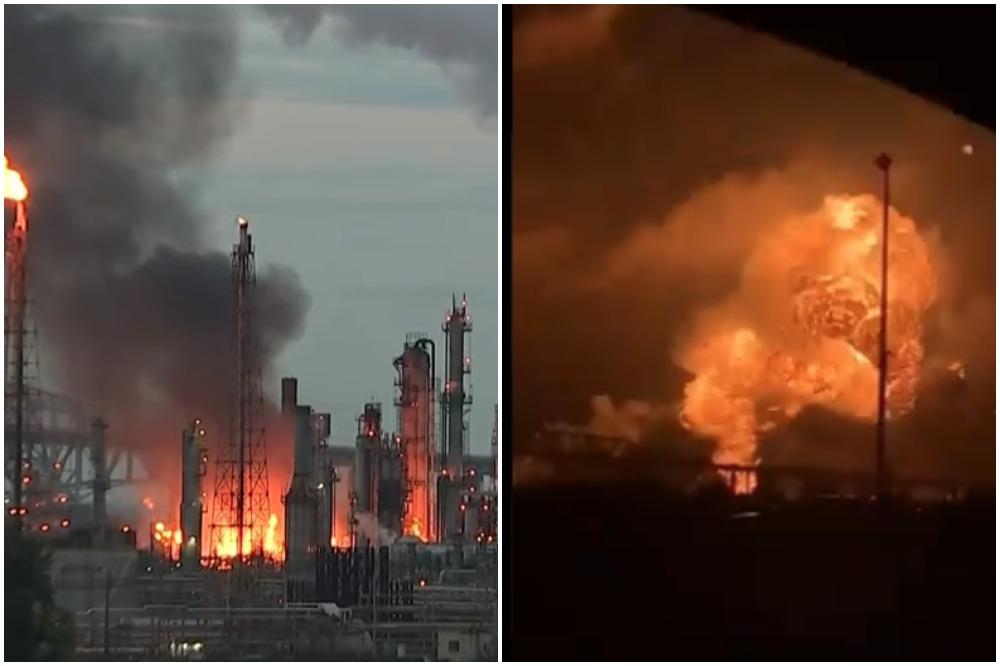 STRAVIČNA EKSPLOZIJA U RAFINERIJI! Požar još uvek GUTA SVE PRED SOBOM, tresli se i prozori okolnih kuća (VIDEO)