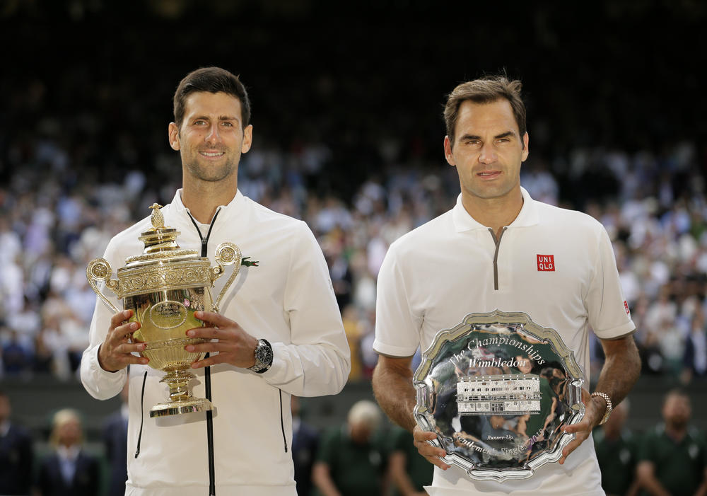 Novak Đoković i Rodžer Federer posle finala   