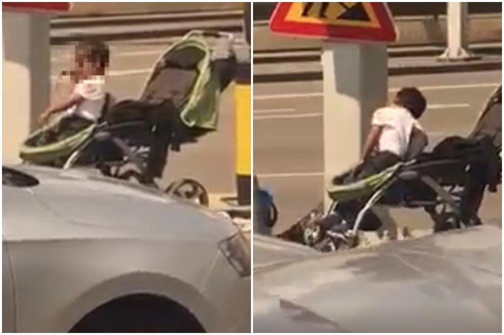 STRAVIČNA SCENA U BEOGRADU! Beba u kolicima ostavljena NASRED PUTA, ovo je snimljeno kod Franša! (FOTO)