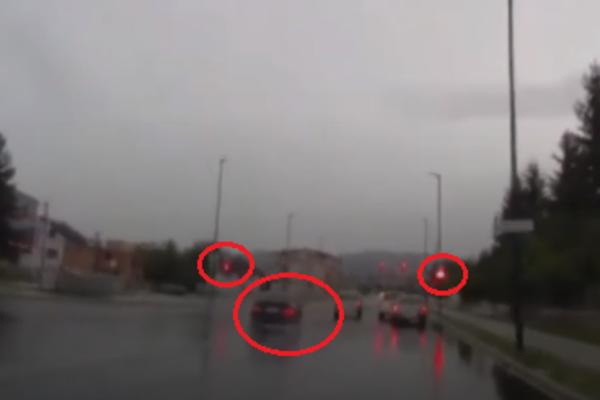 STRAVIČNA NASILNIČKA VOŽNJA: Prošao je i preko pune linije i kroz crveno svetlo! (FOTO)