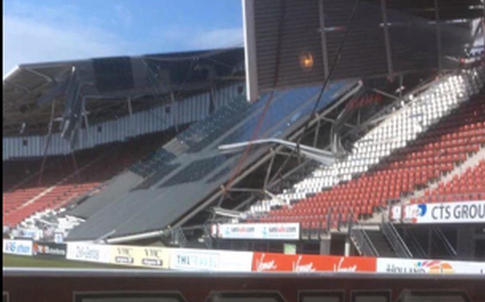 Srušeni krov na tribini AZ Alkmara