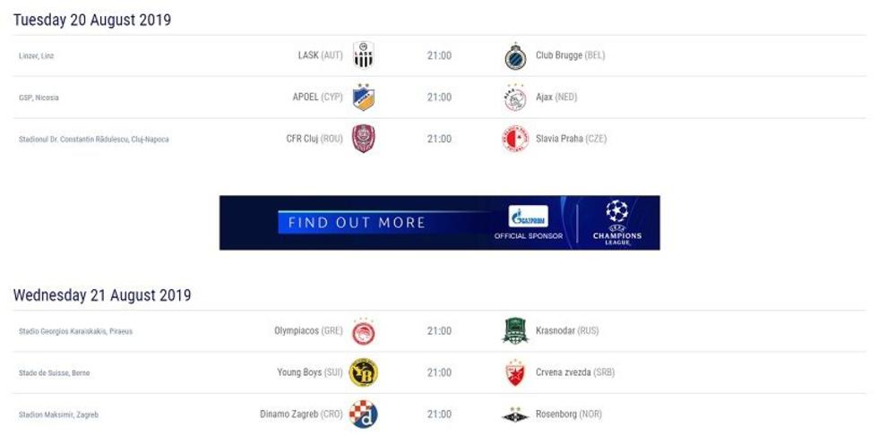 Termini prvih mečeva plej-ofa za Ligu šampiona  