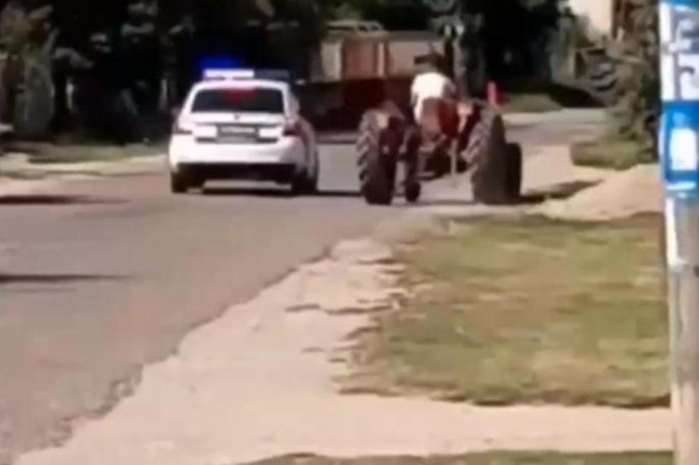 FILMSKA POTERA U STAROJ PAZOVI! Begunac zakačio policijsko vozilo i otkinuo mu točak