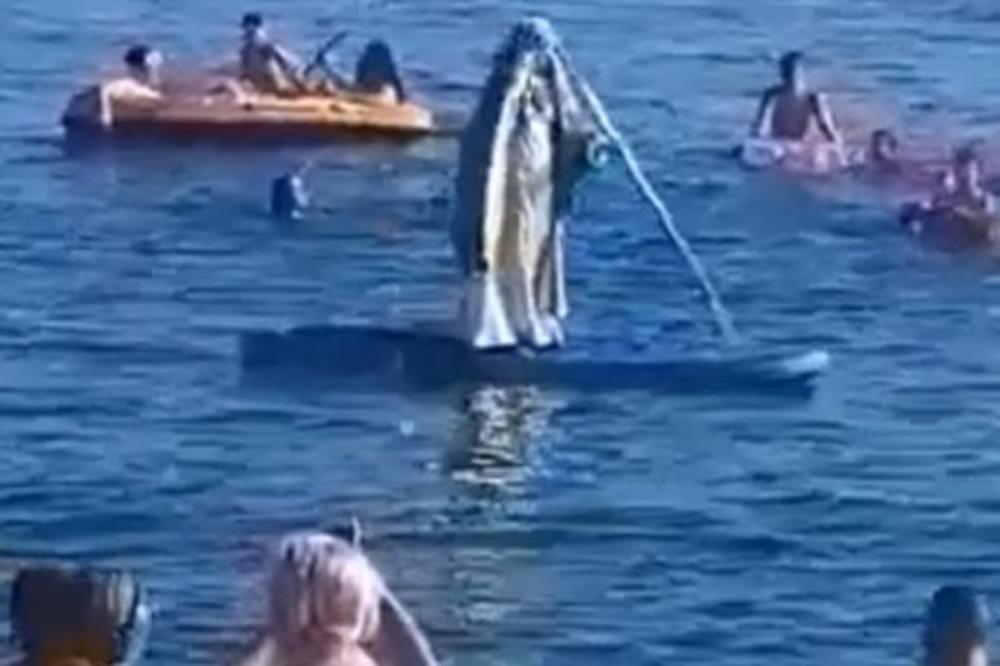 NA OMILJENOJ SRPSKOJ PLAŽI GOSPA IZNENADILA KUPAČE: Devojka na dasci izazvala je HAOS (VIDEO)