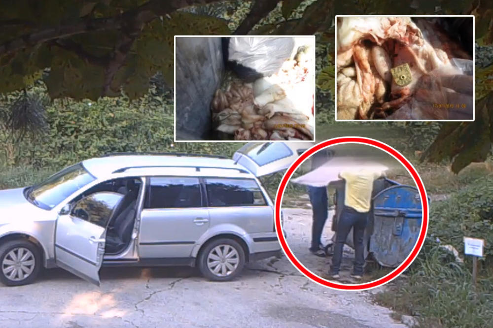 BAHATOST LEVEL PRO! Usred Čačka su stali ispred parka i u kontejner BACILI OTPAD OD ZAKLANIH SVINJA! POGLEDAJTE IH!