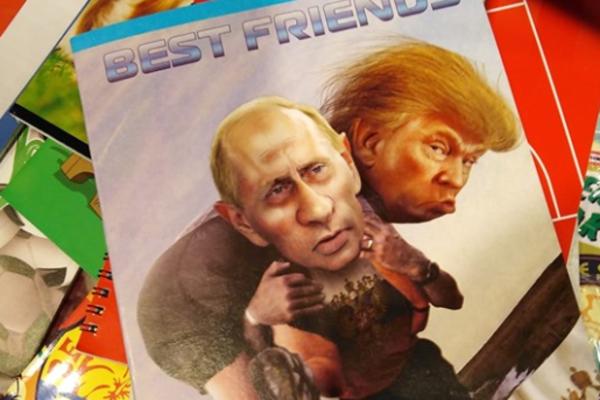 PUTIN NA LEĐIMA NOSI TRAMPA! Ove sveske za školu kupuju SRPSKA DECA, a natpis iznad je HIT (FOTO)