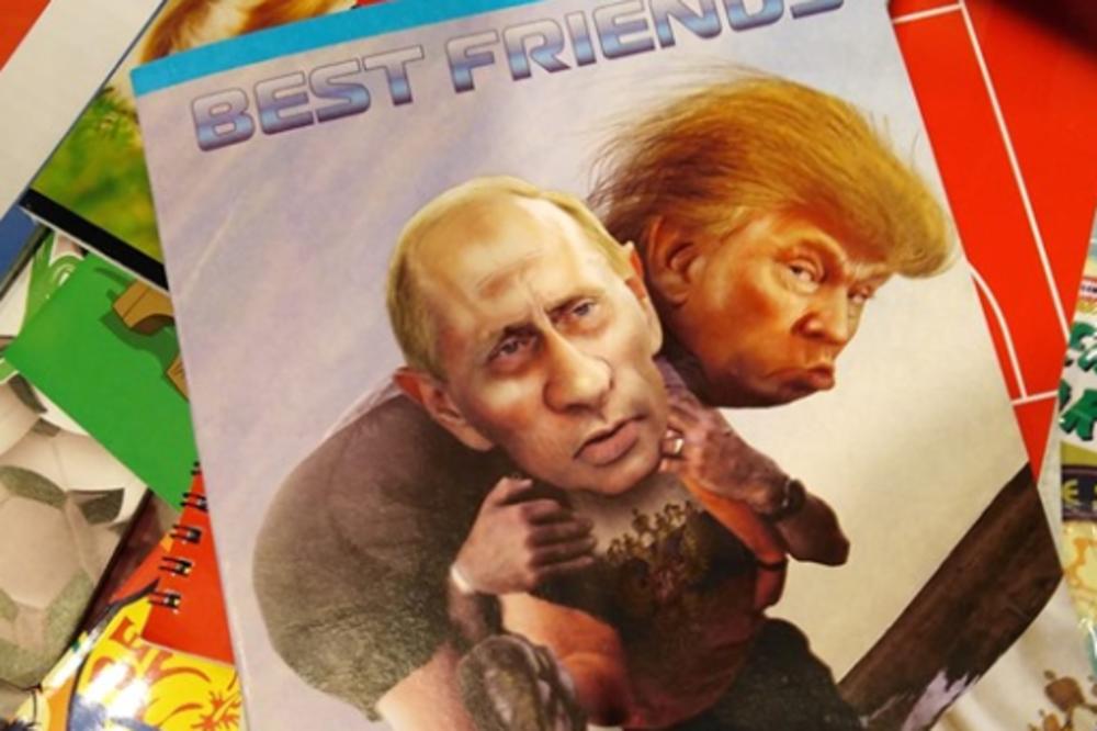 PUTIN NA LEĐIMA NOSI TRAMPA! Ove sveske za školu kupuju SRPSKA DECA, a natpis iznad je HIT (FOTO)