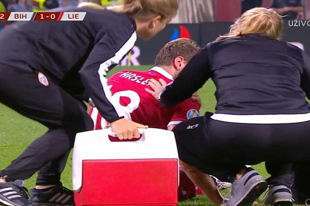 Igrač Lihtenštajna ostao na travi, na teren su izašle dve doktorke - svima u BiH su pale vilice od prizora!