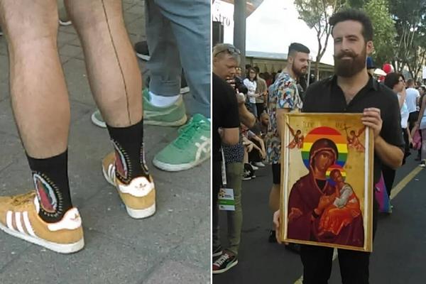 BOGORODICA U GEJ BOJAMA I NA ČARAPAMA UČESNIKA PRAJDA: Ovo će SIGURNO da izazove LAVINU KOMENTARA! (FOTO)