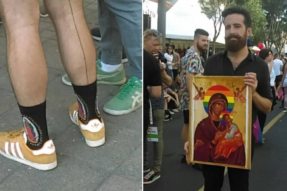 BOGORODICA U GEJ BOJAMA I NA ČARAPAMA UČESNIKA PRAJDA: Ovo će SIGURNO da izazove LAVINU KOMENTARA! (FOTO)