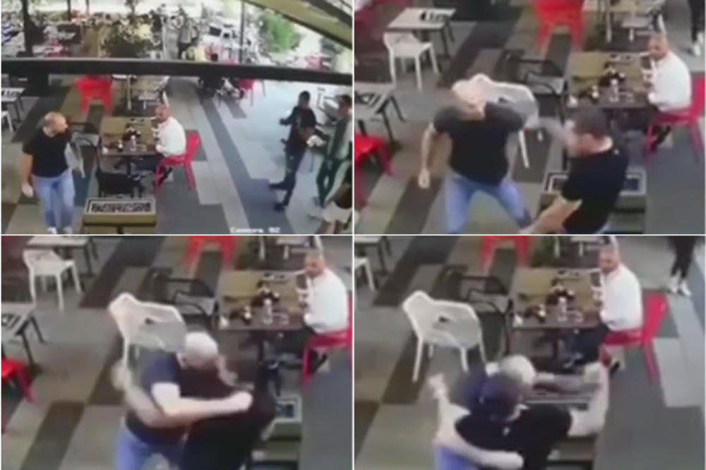 NOVI SNIMAK BRUTALNE TUČE ISPRED KAFIĆA U NOVOM SADU: Zet Nataše Bekvalac sedeo sa prijateljem, a onda su ga NAPALI