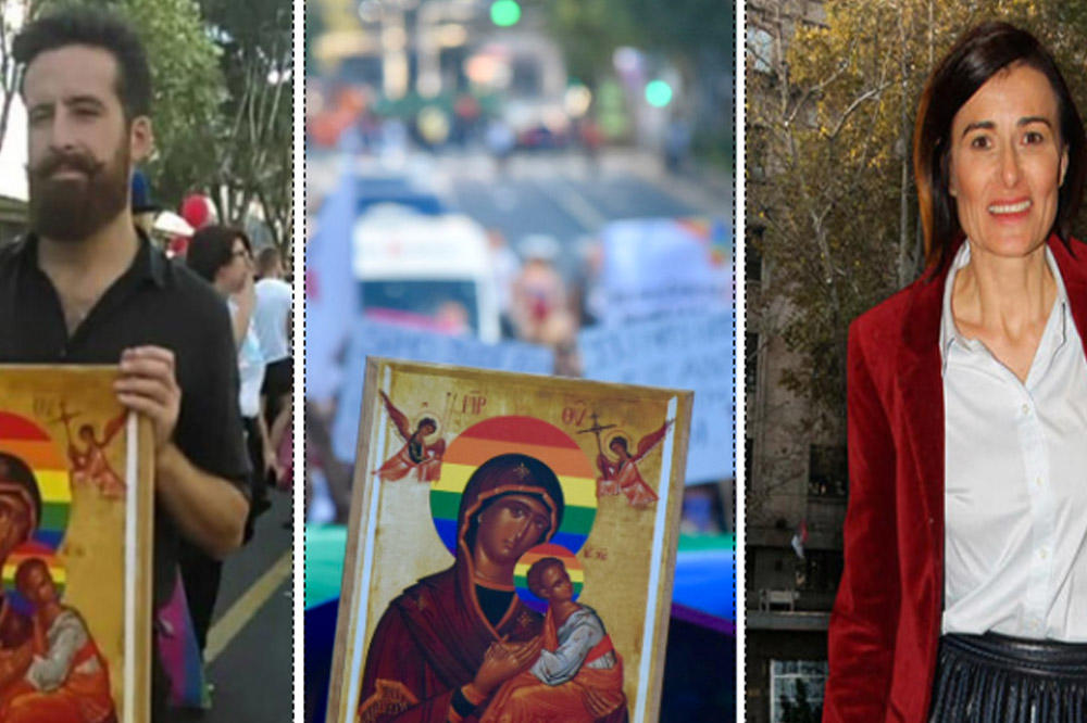 TEOLOG KOJI JE NA GEJ PARADI ŠETAO IKONU S DUGINIM BOJAMA POPIO KRIVIČNU PRIJAVU: Biljana Srbljanović pobesnela!