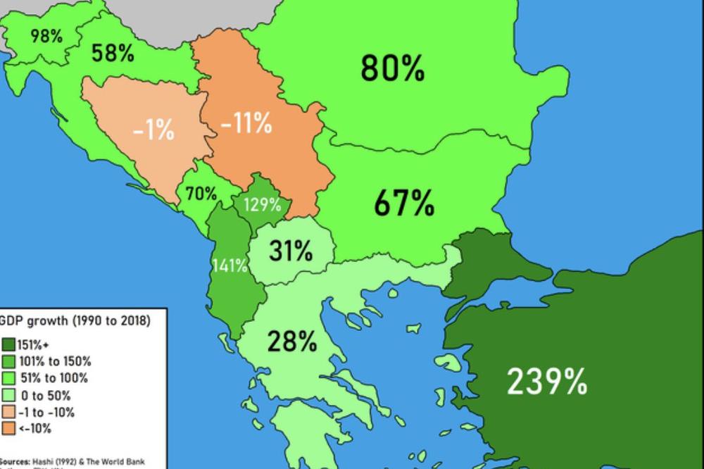 MAPA ZBOG KOJE ĆE SVAKI SRBIN PROGUTATI KNEDLU: Pogledajte stanje u ekonomijama država u regionu i gde smo tu mi