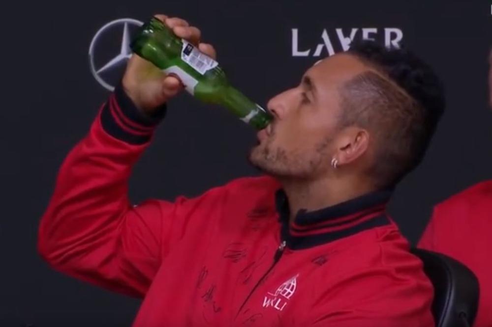 CEPA PIVČUGU KAO ISPRED PRODAVNICE: Novi ispad Nika Kirjosa! Eksirao pivo pred šokiranim teniserima i novinarima!