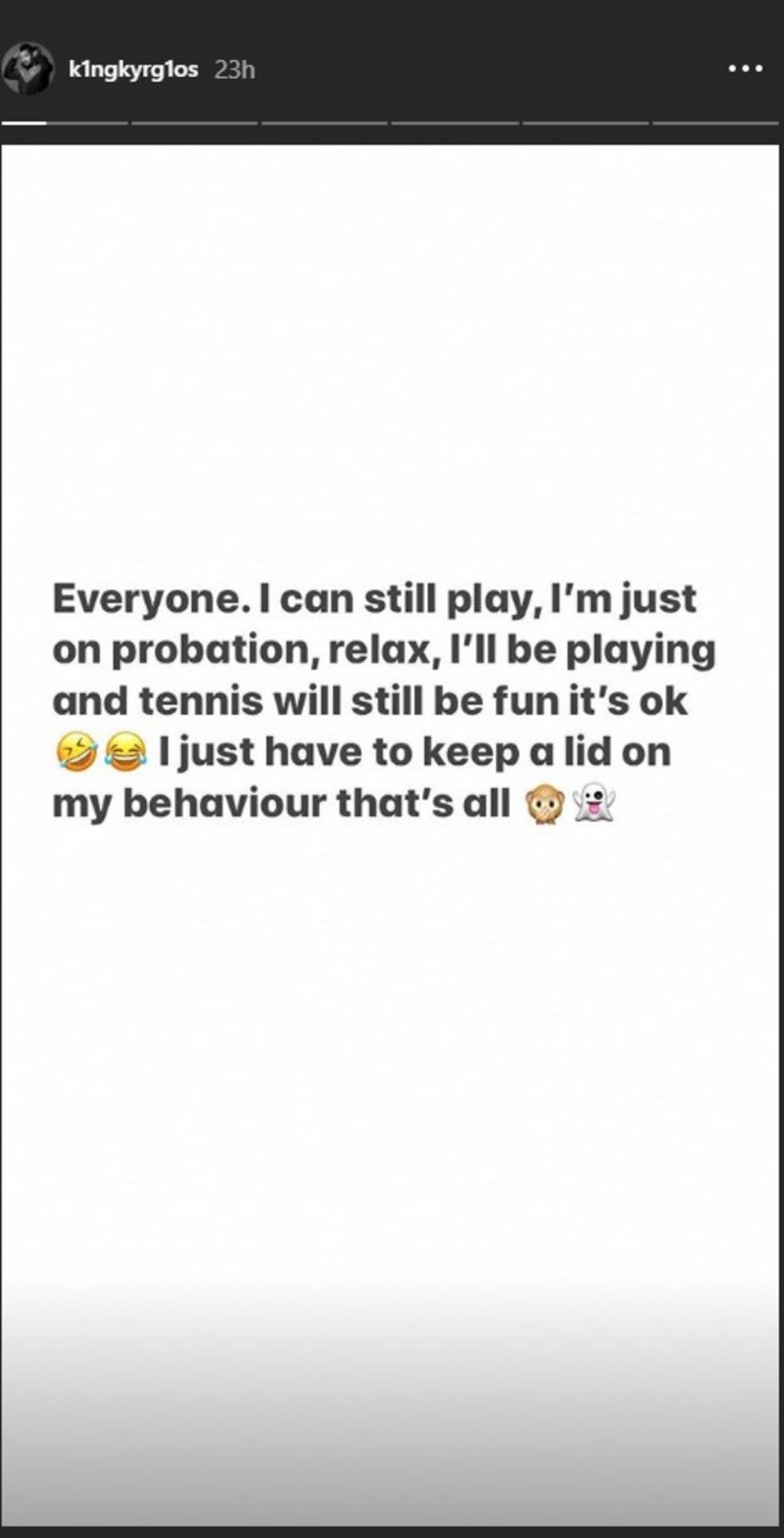 Poruka Nika Kirjosa posle kazne koja mu je izrečena