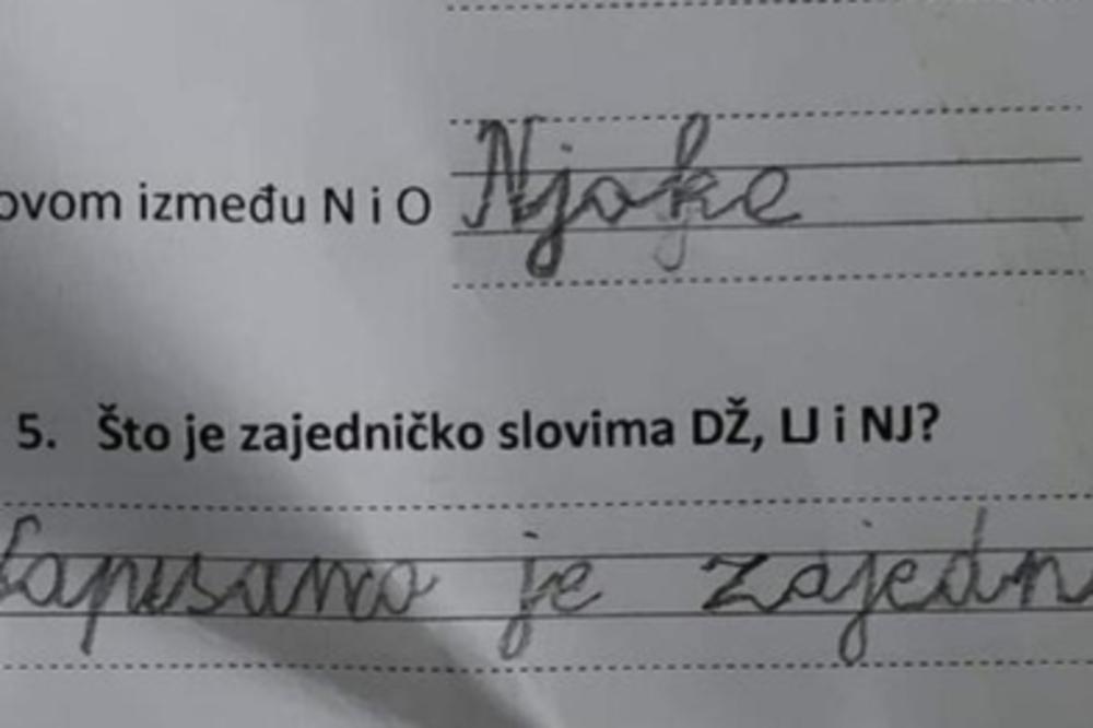 MORA DA JE TO ČUO OD RODITELJA! Odgovor ovog dečaka na kontrolom zadatku nasmejao Balkan - mali je LEGENDA (FOTO)