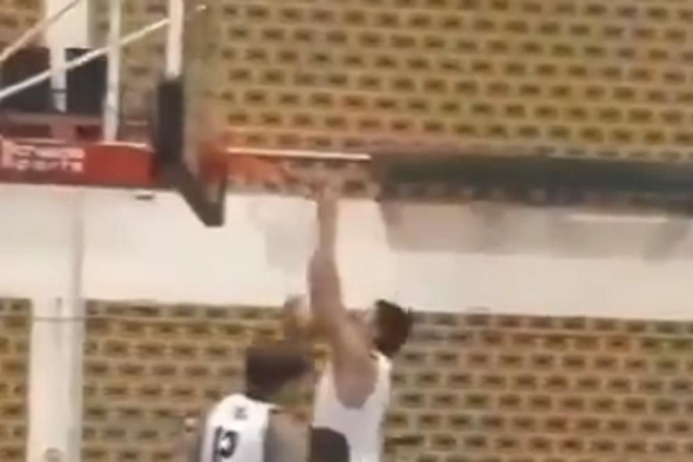 DOBRO DA NIJE IŠČUPAO KONSTRUKCIJU: Miličić se vratio na parket, pa umalo razvalio koš zakucavanjem!