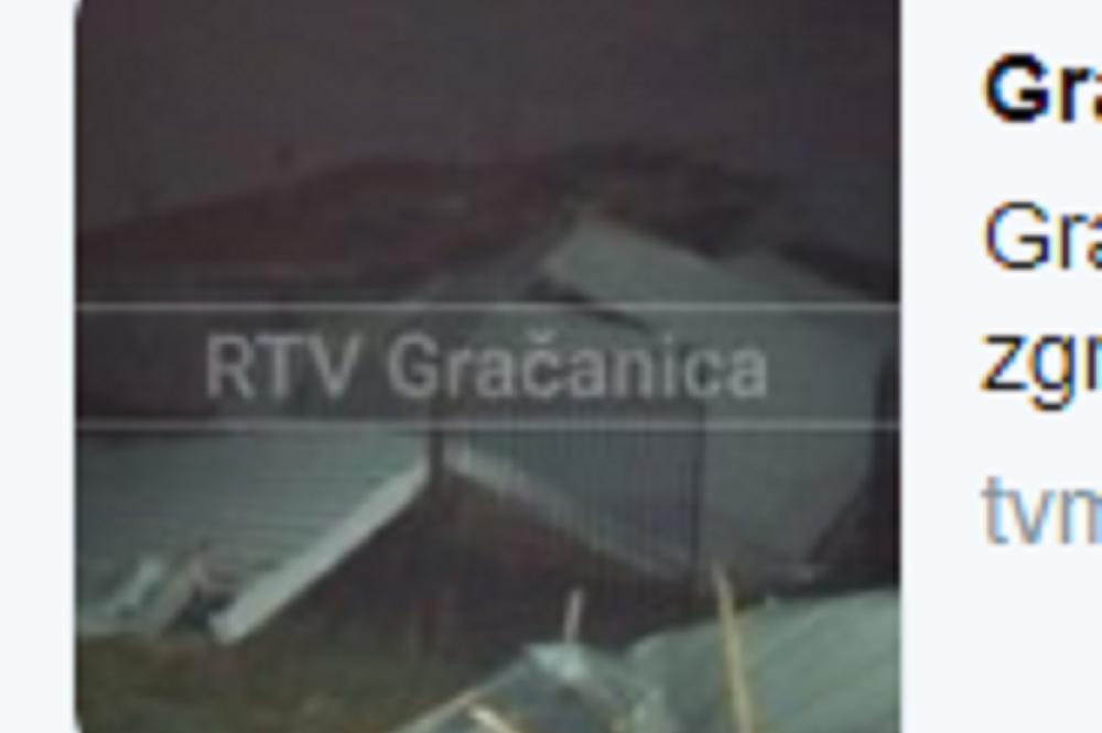 UŽAS U GRAČANICI! Pukao krov Osnovnog suda, vetar ga bacio na Starački dom! Službe otpočele hitnu akciju!