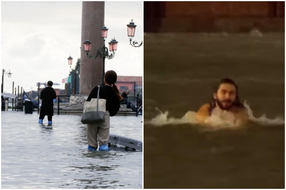 TURISTA ZAPLIVAO PO TRGU SVETOG MARKA! Venecija POPLAVLJENA, nadležni kažu: Ovo je rezultat KLIMATSKIH PROMENA