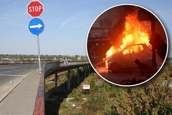 NA PANČEVAČKOM MOSTU IZGOREO AUTOMOBIL! Vatrogasci se borili sa vatrom (FOTO)