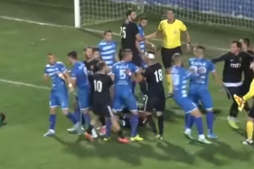 OPŠTA TUČA NA MEČU PRVE LIGE SRBIJE: Bivši fudbaler Crvene zvezde udario golmana glavom i započeo haos na terenu!