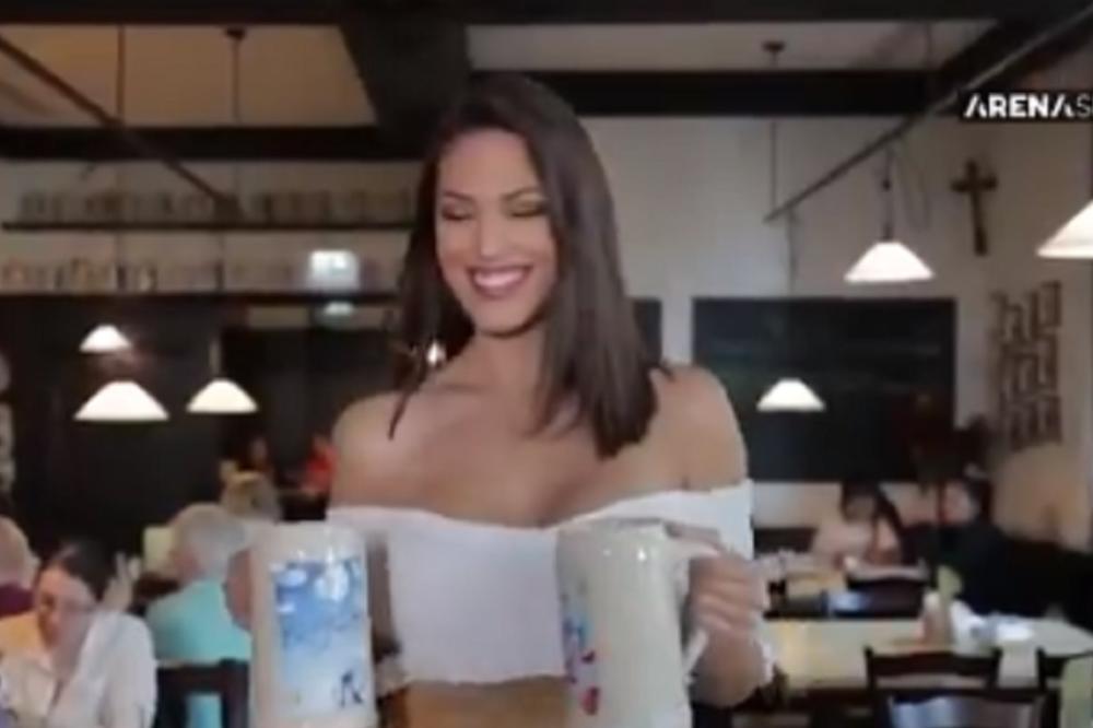 BUJNI DEKOLTE NINE RADULOVIĆ NAJAVIO MEČ ZVEZDA - BAJERN: Kao vrela konobarica iz Minhena nije krila svoje atribute