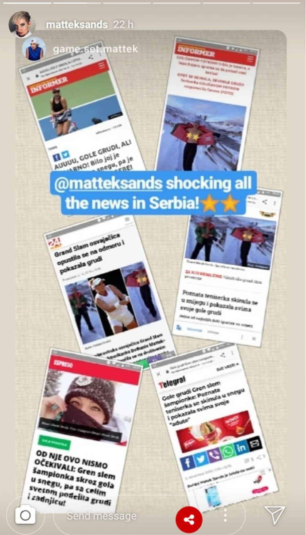 Betani Matek-Sends o srpskim portalima