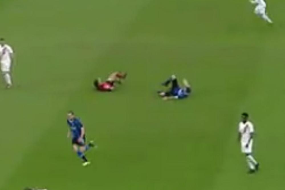 IGRAČ INTERA I SUDIJA SE SUDARILI GLAVAMA: Pali su kao pokošeni i ostali da leže!