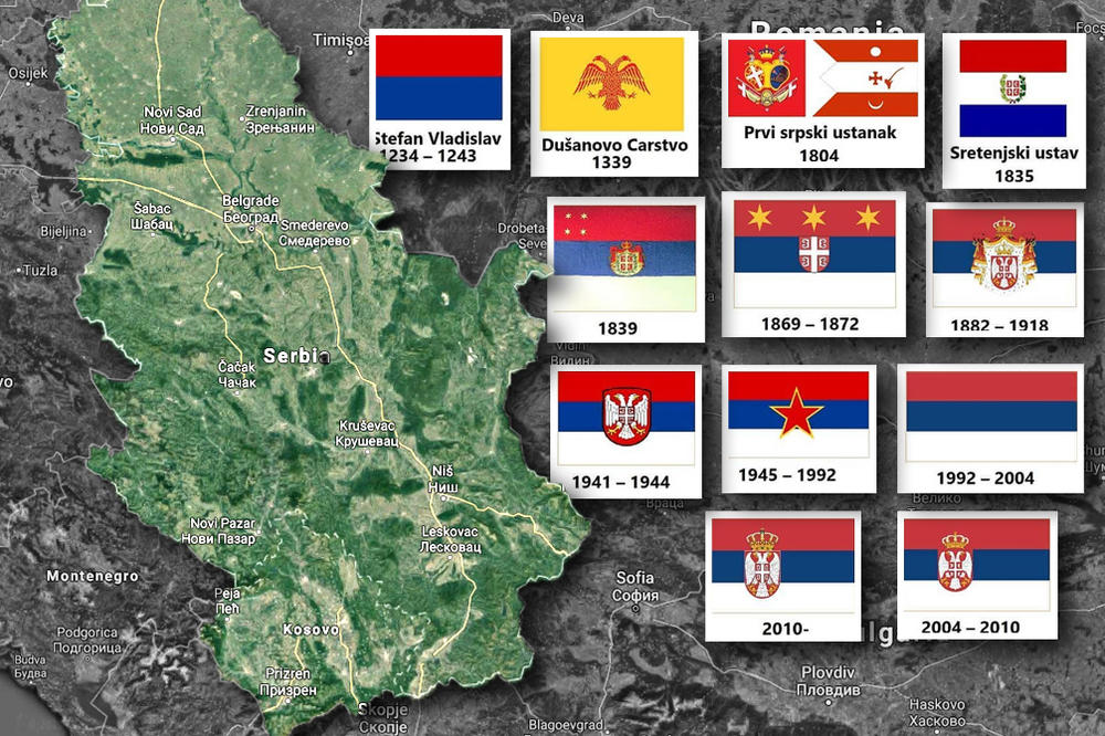 ZLATNO ŽUTA, S CRVENIM DVOGLAVIM ORLOM, PETOKRAKA, ZVEZDE SEVERNJAČE! Uz ove zastave Srbi su kroz istoriju GINULI