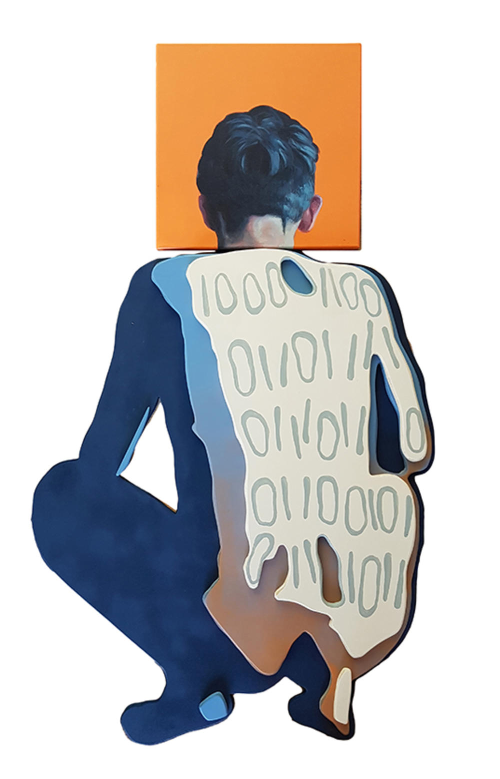 Lea Embeli, Binary man, arkril, mdf, uljani sprejevi, 100 x 200 cm