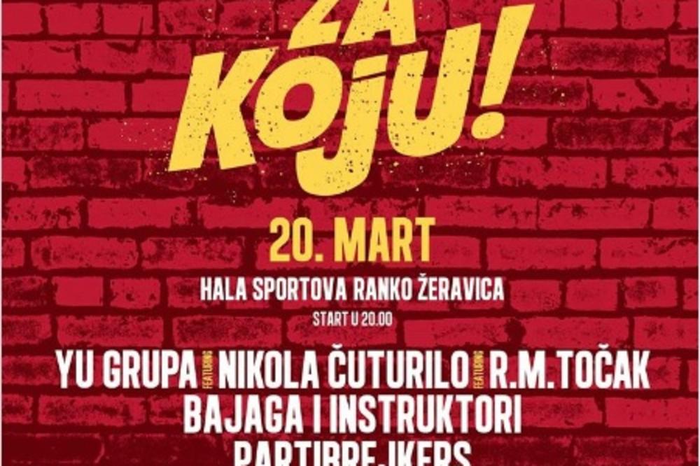 ZA KOJU - KONCERT U HALI SPORTOVA: nastupaju Bajaga, Partibrejkers, YU Grupa, Čutura, Točak i Straight Mickey