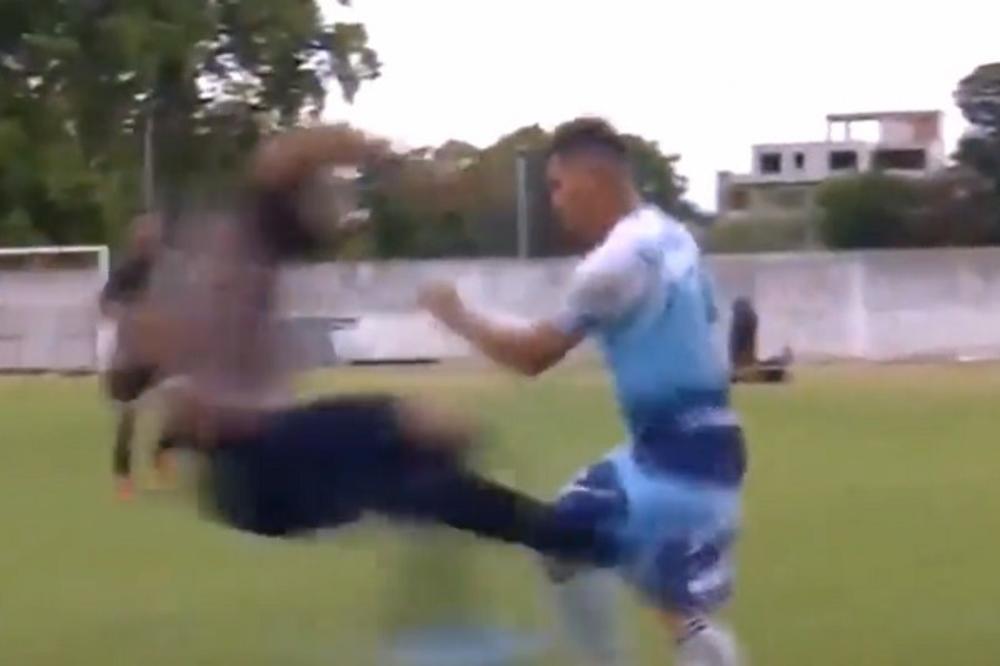 FUDBALER POGIBELJNO STARTOVAO NA PROTIVNIKA, NASTALA JE OPŠTA ŠORKA: Ne zna se ko je koga tukao!