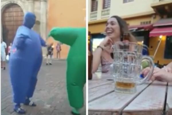 DEVOJKE SU SMEJALE PLESU ULIČNIH IZVOĐAČA: Kada su skinuli maske, ZINULE SU OD IZNENAĐENJA! (VIDEO)