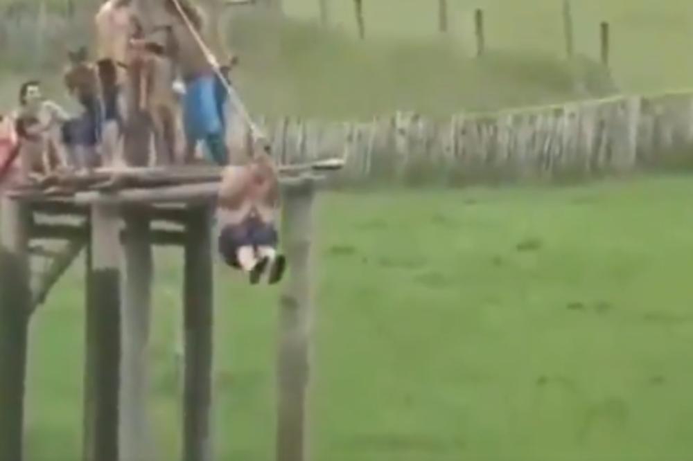 KRUPNIJI ČOVEK REŠIO DA SE SPUSTI ZIP-LAJNOM: Brzo je postalo jasno zašto je to bila LOŠA IDEJA (VIDEO)