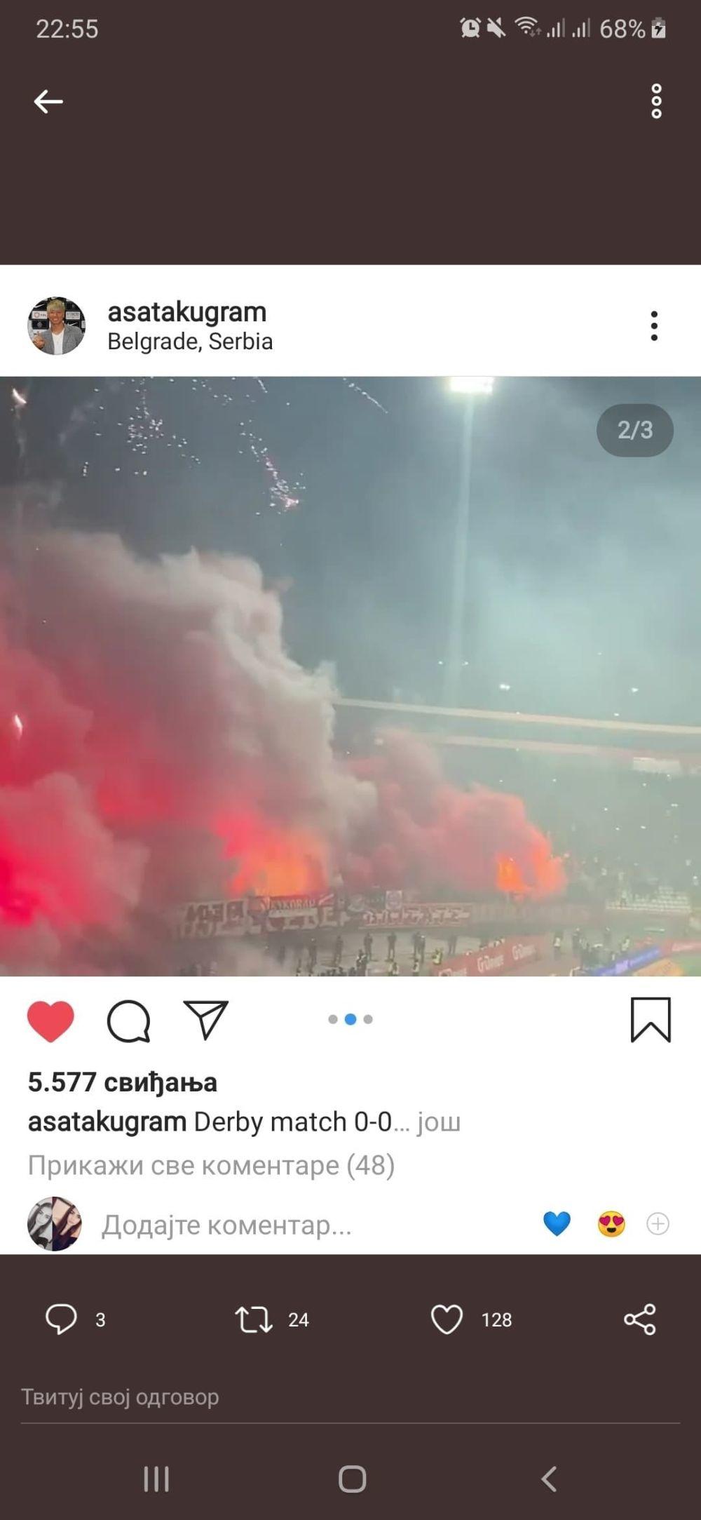 Takuma Asano je objavio snimak bakljade Delija sa derbija