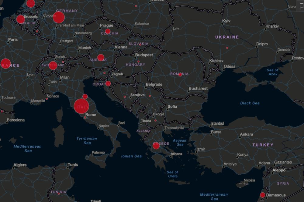 SRBIJA SE ZACRVENELA NA MAPI KORONAVIRUSA! Dve države u komšiluku ODOLEVAJU! (MAPA)