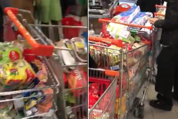 LJUDI, ZAISTA NEMA POTREBE ZA OVIM: Mislite i na nekog drugog, nemojte da sebično gomilate namirnice (VIDEO)