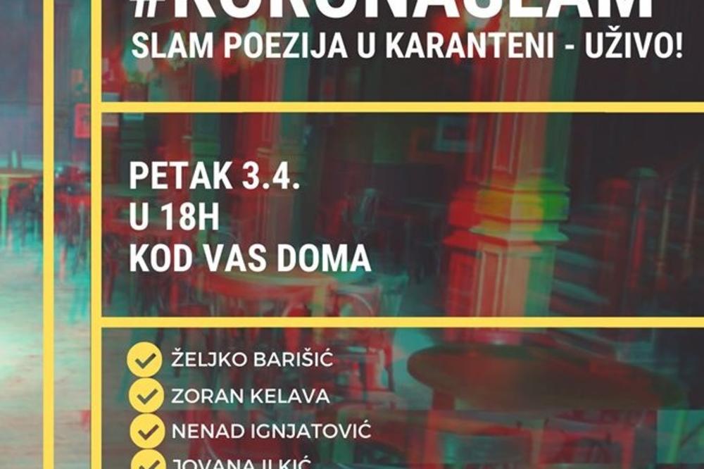 KORONASLAM #2 u petak 3.4. - regionalni online most slam pesnika koji čitaju svoju poeziju od kuće