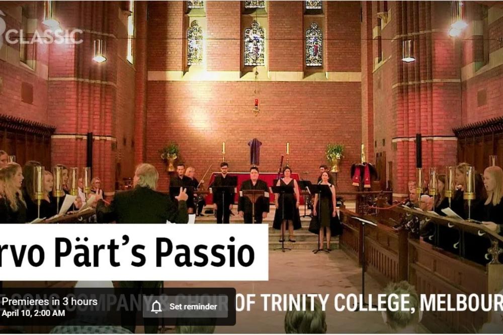 Arvo Pert: Pasija po Jovanu prikazuje se na Jutjubu na rimokatolički Veliki petak (10.4.) iz melburnske crkve