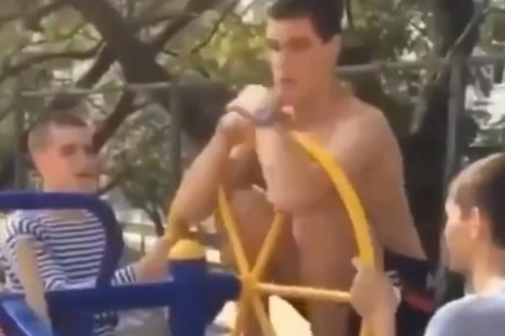 HTEO JE DA SE ZAVRTI NA OVOM MALOM TOČKU: Sigurno je ostao bez par zuba! (VIDEO)