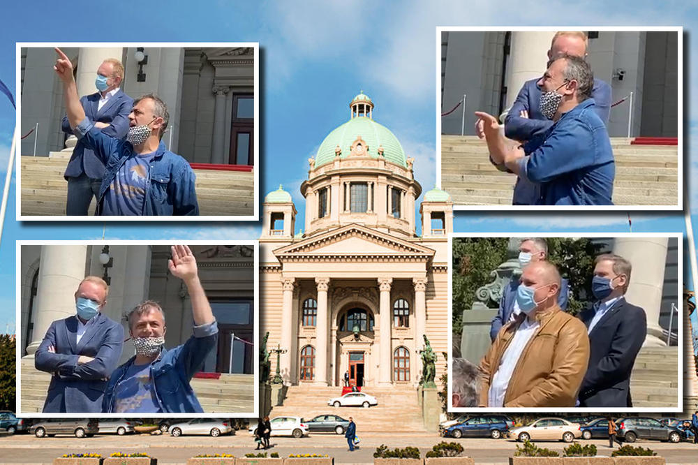 TO, LUTKO MOJA DEBELA, TO! Sergej se kliberio i pravio cirkus ispred Skupštine dok su lideri SZS govorili! (VIDEO)