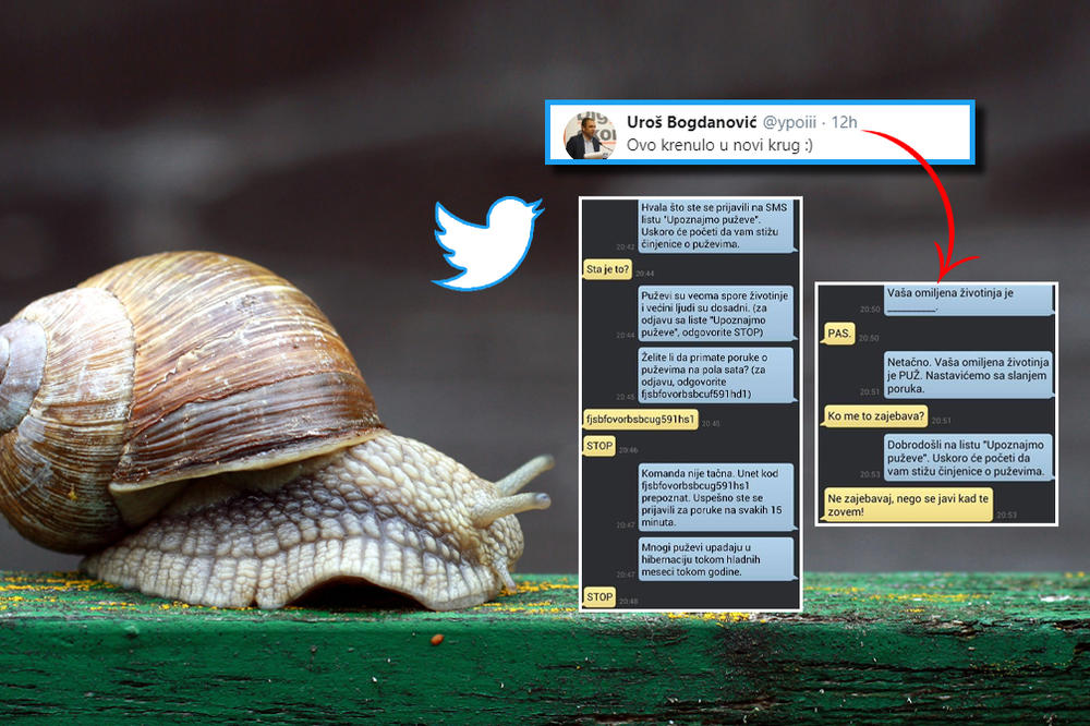 PUŽEVI SU SPORI I VEĆINI LJUDI DOSADNI, ZA ODJAVU S LISTE ODGOVORITE SA STOP! Da li ste i vi dobili ovu poruku?