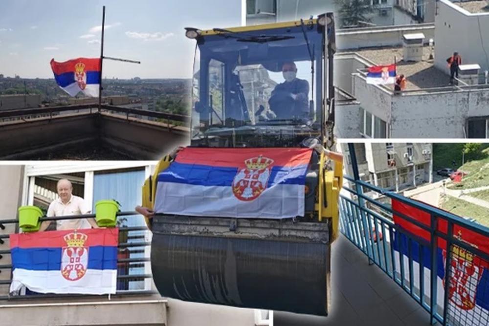 PODRŠKA MEDICINARIMA! Opština Zvezdara prekrivena srpskim zastavama! Da se naježiš od veličanstvenog prizora