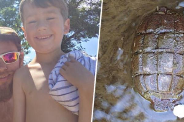 OTAC I SIN MISLILI DA SU NAŠLI KORNJAČU, ALI BRZO SU OTKRILI JEZIVU ISTINU: Ovo je moglo da ih ubije! (FOTO)