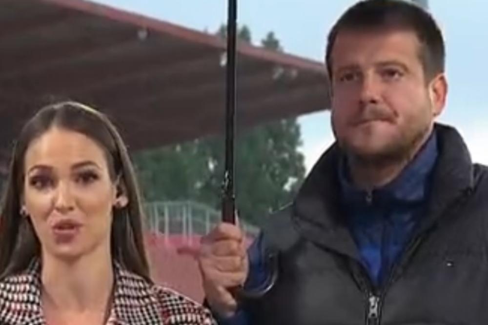 LALATOVIĆ ISPAO ŠMEKER: Kiša je pljuštala, a on štitio prelepu voditeljku!