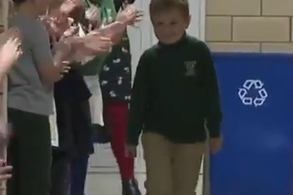 DOČEK ZA MALOG HEROJA, DA SRCE PUKNE: On je pobedio RAK, pogledajte kako su ga sačekali DRUGARI IZ ŠKOLE (VIDEO)