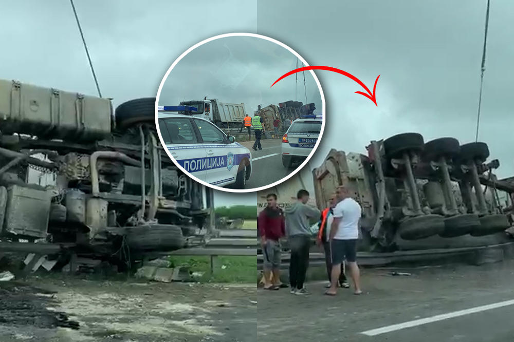 JEZIVO, KAO U HOROR FILMU: Pogledajte snimke prevrnutog šlepera na auto-putu Beograd-Niš (VIDEO)