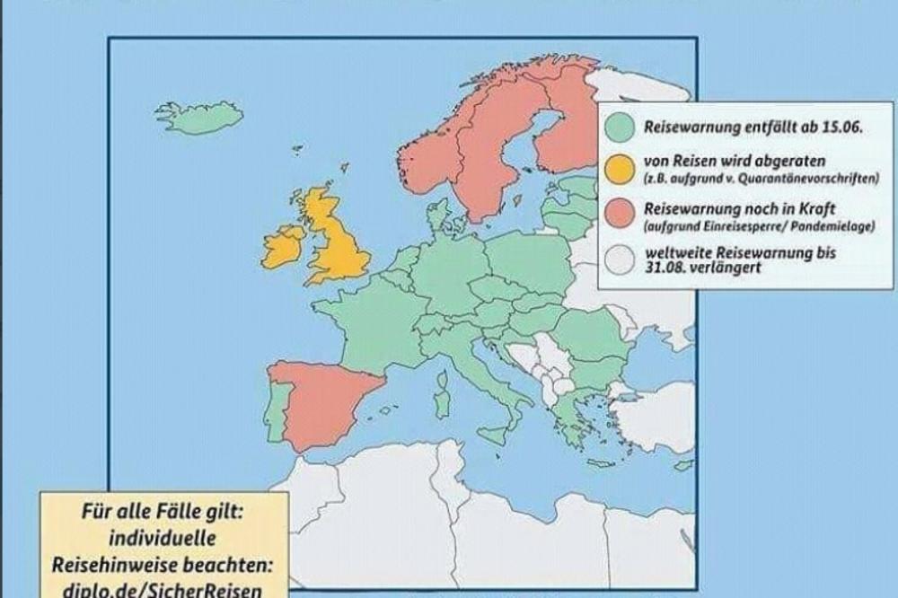 NEMCI ZABRANILI SVOJIM GRAĐANIMA DA PUTUJU U SRBIJU! Ova karta pokazuje gde je najveći rizik od koronavirusa (FOTO)