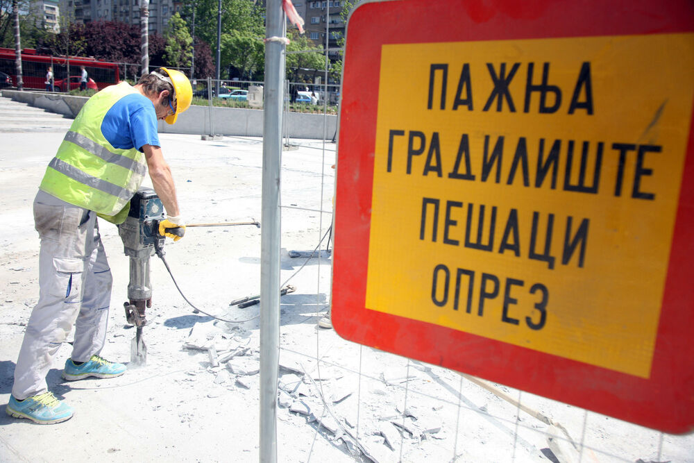 Radnik na gradilištu / ilustracija