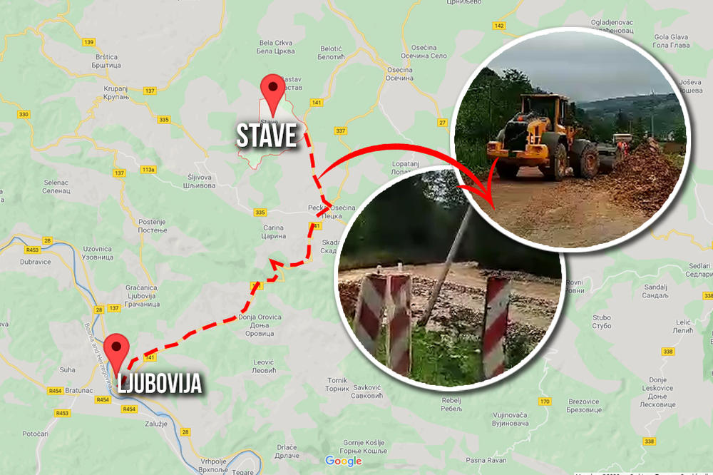 ODAVDE SE NE MOŽE DALJE KA LJUBOVIJI: U mestu Stave voda je odnela put, situacija je kritična! (VIDEO)